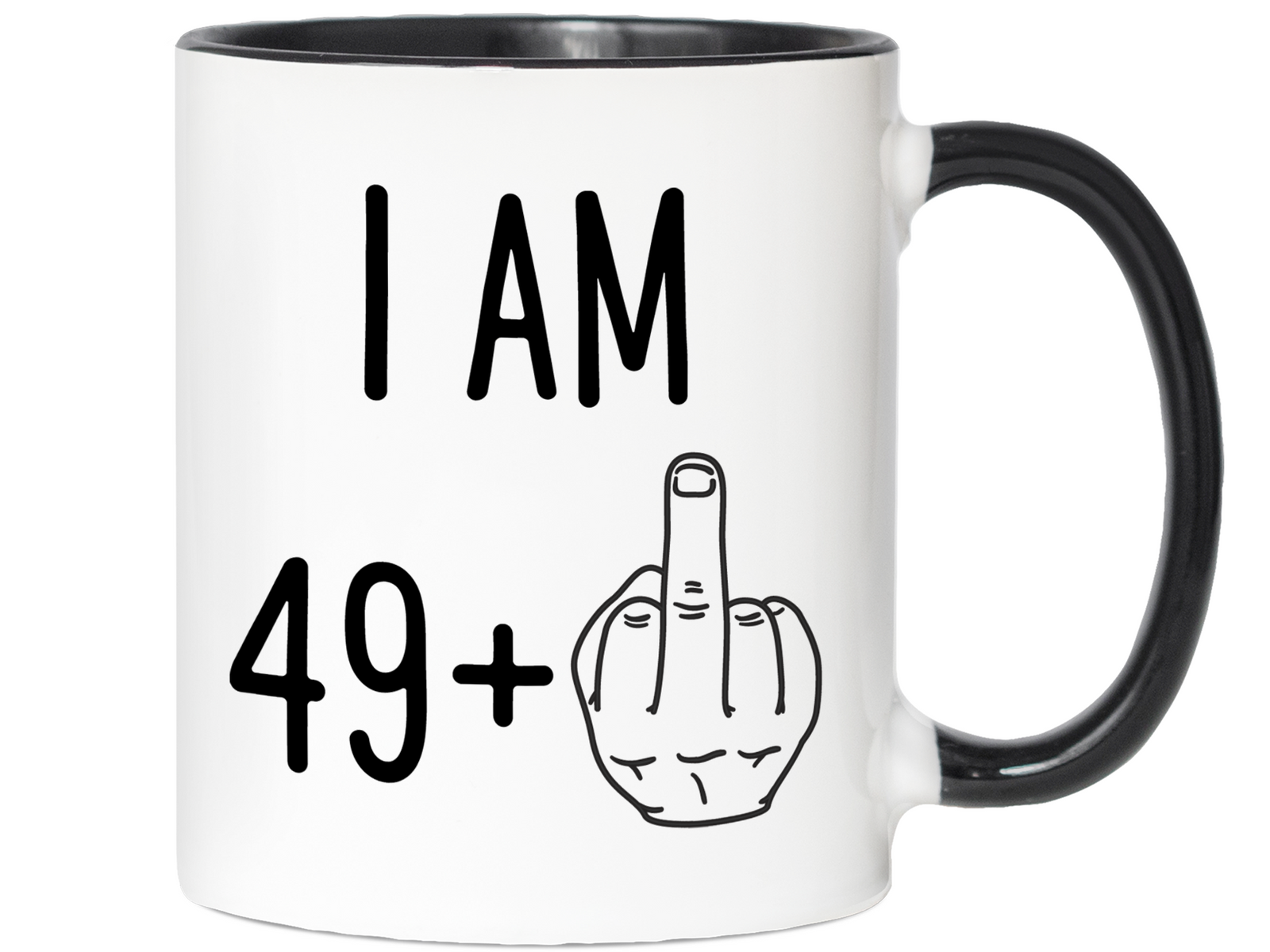50th Birthday Gifts - I Am 49 + Middle Finger Funny Coffee Mug - Gag Gift Idea