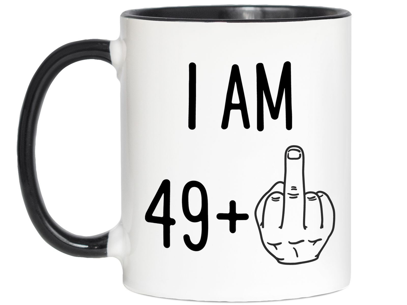 50th Birthday Gifts - I Am 49 + Middle Finger Funny Coffee Mug - Gag Gift Idea