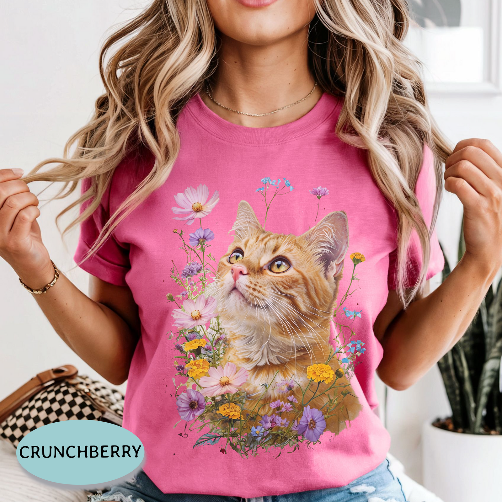 Orange Tabby Cat Wildflower Shirt – Comfort Colors® Tee - Cat Mom T-shirt
