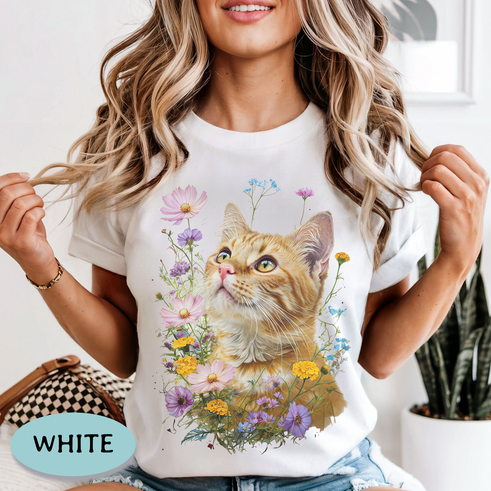 Orange Tabby Cat Wildflower Shirt – Comfort Colors® Tee - Cat Mom T-shirt