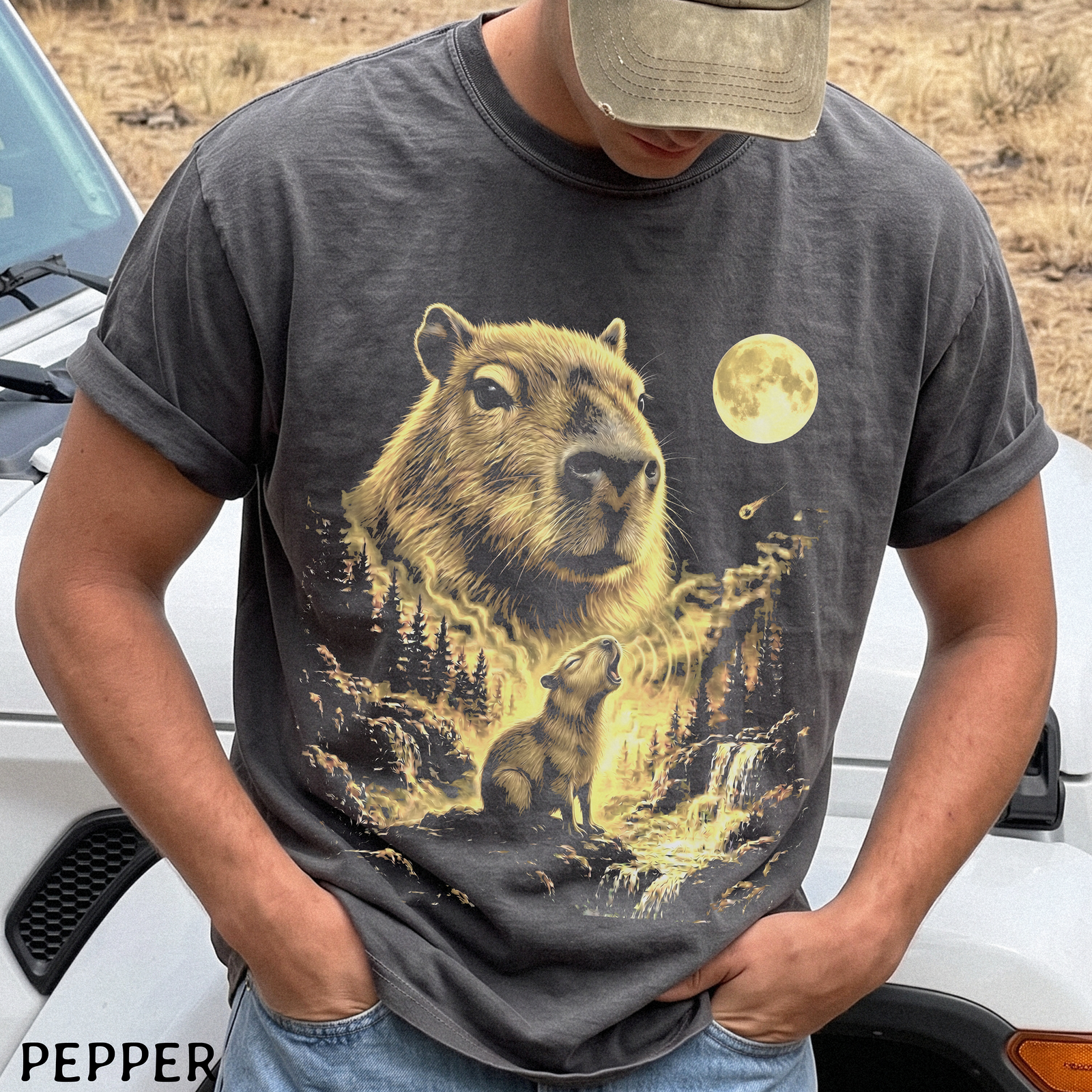 Capybara Howling at the Moon Shirt – Comfort Colors® Tee