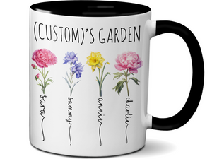 Personalized Birth Flower Kids' Name Mug - Custom Garden Nickname Mother's Day Christmas Birthday Gift Idea Cup