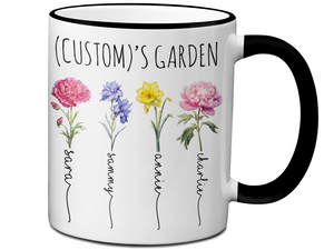 Personalized Birth Flower Kids' Name Mug - Custom Garden Nickname Mother's Day Christmas Birthday Gift Idea Cup
