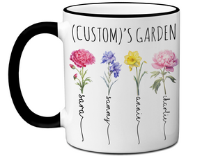 Personalized Birth Flower Kids' Name Mug - Custom Garden Nickname Mother's Day Christmas Birthday Gift Idea Cup