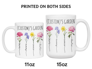 Personalized Birth Flower Kids' Name Mug - Custom Garden Nickname Mother's Day Christmas Birthday Gift Idea Cup