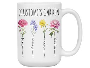 Personalized Birth Flower Kids' Name Mug - Custom Garden Nickname Mother's Day Christmas Birthday Gift Idea Cup
