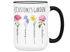 Personalized Birth Flower Kids' Name Mug - Custom Garden Nickname Mother's Day Christmas Birthday Gift Idea Cup
