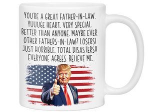 Funny Trump Father-in-law Mug – Humorous Appreciation Gift for Fathers-in-law – Father's Day FIL Gift Idea