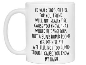 Funny Gifts for Friends - I'd Walk Through Fire for You Friend Gag Coffee Mug