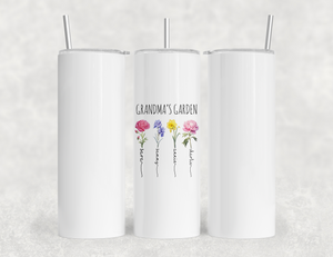 Grandma's Garden Tumbler - Personalized Birth Flower Kids' Names Tumbler - Mother's Day Christmas Birthday Gift Idea