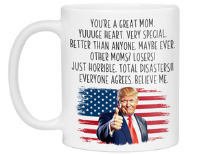 Funny Trump Mom Coffee Mug - Patriotic USA Flag Trump Cup - Trump Quote Mug For Mom