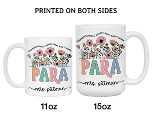 Personalized Paraprofessional Mug – Custom Name and Quote – Para Teaching Assistant Appreciation Gift (V2)