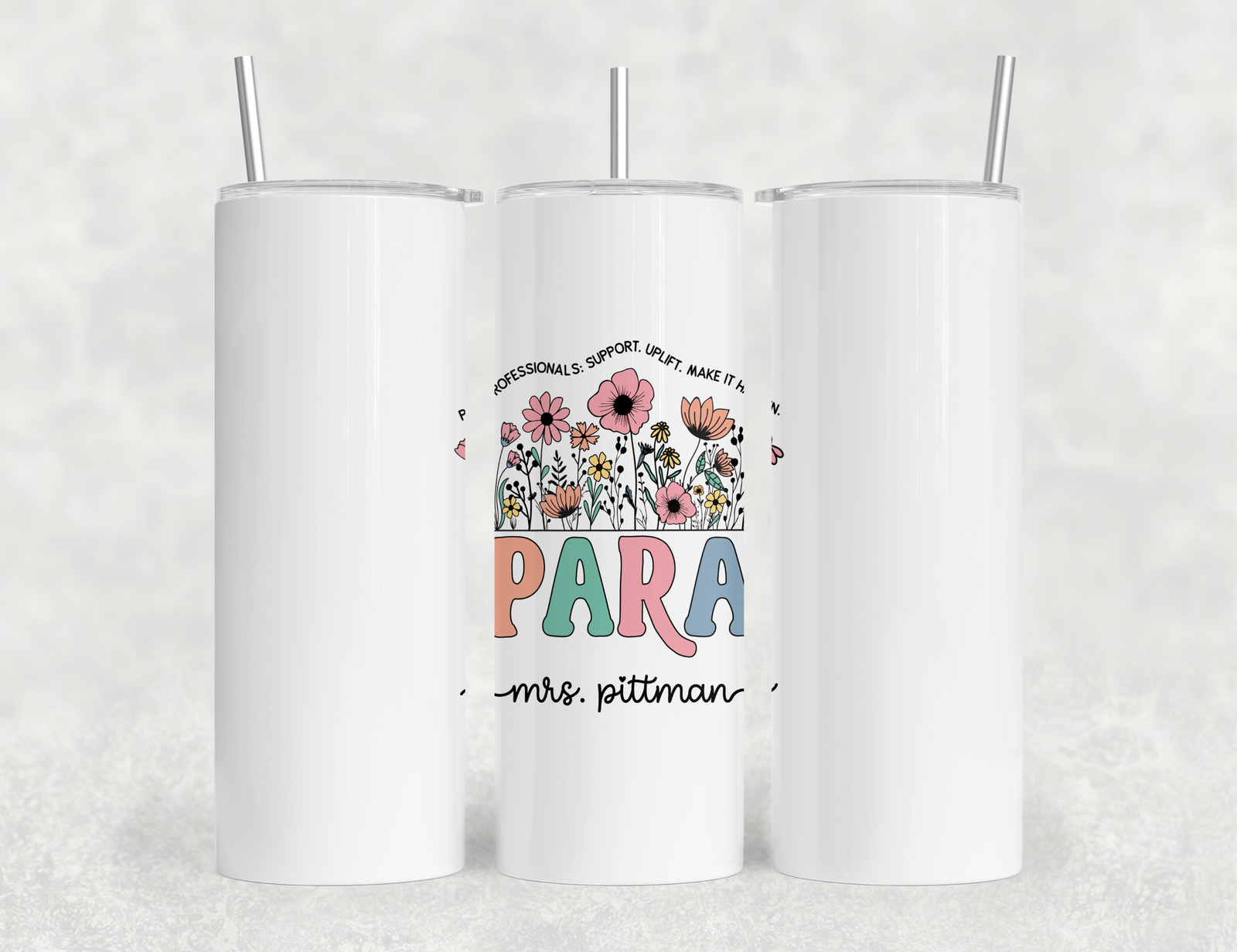 Personalized Paraprofessional Tumbler – Custom Name and Quote – Para Teaching Assistant Appreciation Gift (V2)