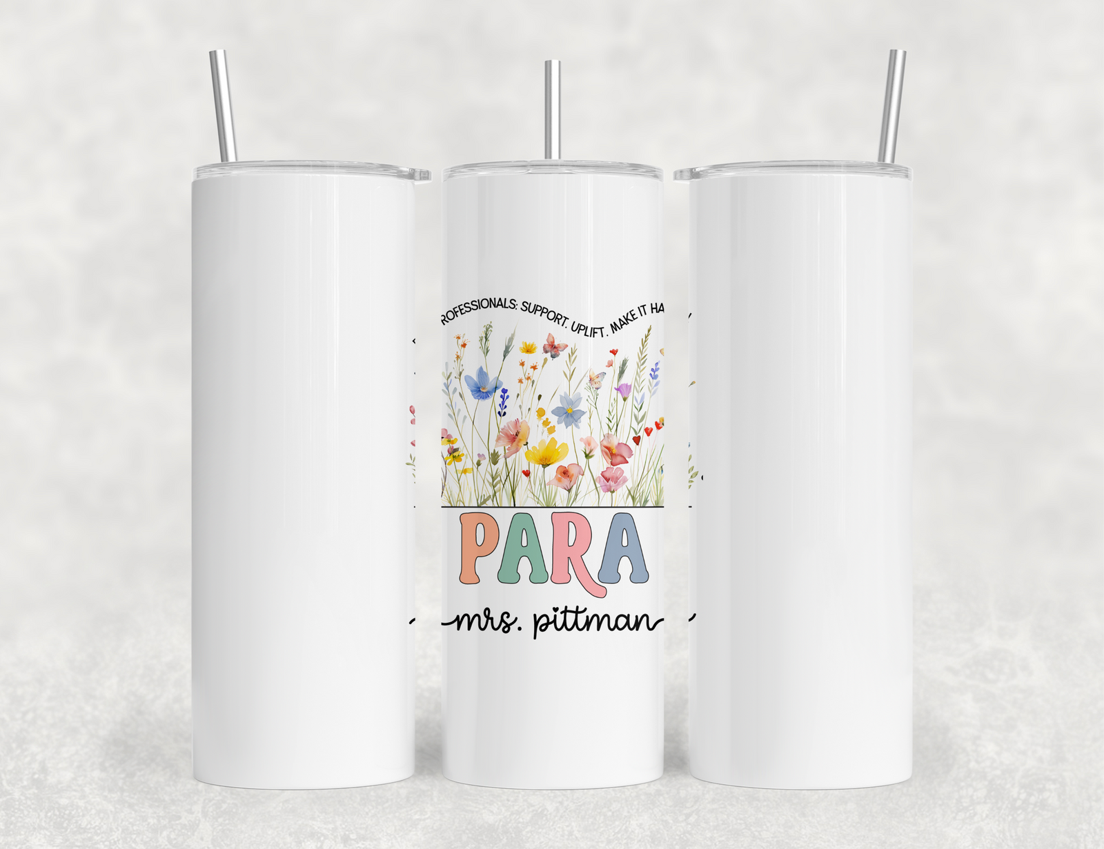 Personalized Paraprofessional Tumbler – Custom Name and Quote – Para Teaching Assistant Appreciation Gift
