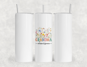 Personalized Grandma Tumbler – Wild Flowers Custom Kids' Names – Unique Grandma Gift - Mother's Day Gifts