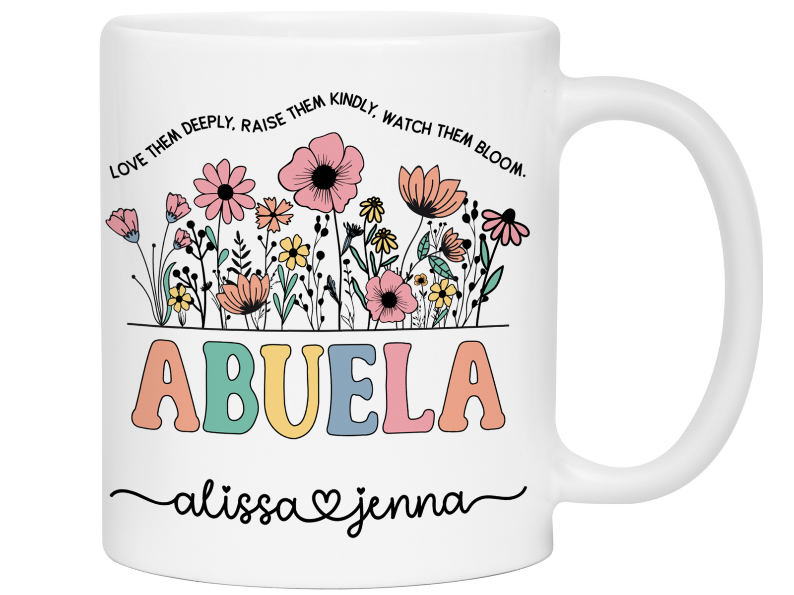 Personalized Abuela Mug – Custom Kids' Names and Quote – Mother's Day Gift Idea for Grandmothers
