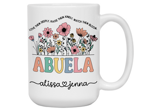 Personalized Abuela Mug – Custom Kids' Names and Quote – Mother's Day Gift Idea for Grandmothers