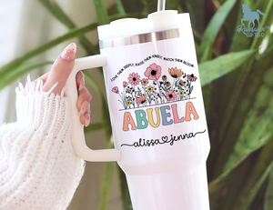 Personalized Abuela Tumbler – Wild Flowers Kids' Custom Name – Unique Grandmother Gift - Mother's Day Gift Idea