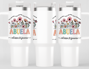 Personalized Abuela Tumbler – Wild Flowers Kids' Custom Name – Unique Grandmother Gift - Mother's Day Gift Idea