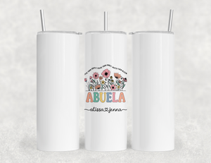 Personalized Abuela Tumbler – Wild Flowers Kids' Custom Name – Unique Grandmother Gift - Mother's Day Gift Idea