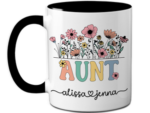 Personalized Aunt Mug – Custom Kids' Names – Mother's Day Gifts - Aunt Announcement