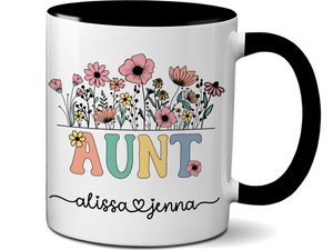 Personalized Aunt Mug – Custom Kids' Names – Mother's Day Gifts - Aunt Announcement