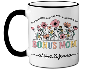 Personalized Bonus Mom Mug – Custom Kids' Names and Quote – Mother's Day Gift Idea