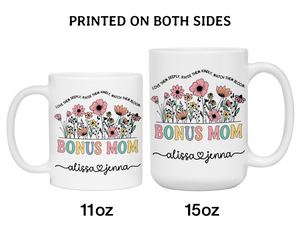 Personalized Bonus Mom Mug – Custom Kids' Names and Quote – Mother's Day Gift Idea