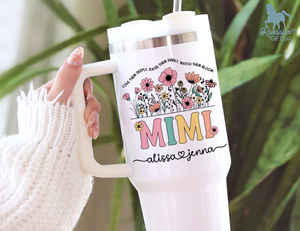 Personalized Mimi Tumbler – Wild Flowers Kids' Custom Name – Unique Grandmother Gift - Mother's Day Gift Idea
