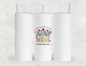 Personalized Mimi Tumbler – Wild Flowers Kids' Custom Name – Unique Grandmother Gift - Mother's Day Gift Idea
