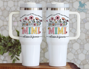 Personalized Mimi Tumbler – Wild Flowers Kids' Custom Name – Unique Grandmother Gift - Mother's Day Gift Idea