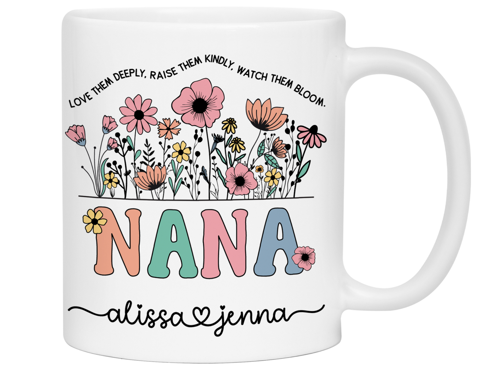 Personalized Nana Mug – Custom Kids' Names and Quote – Mother's Day Gift Idea for Grandmothers