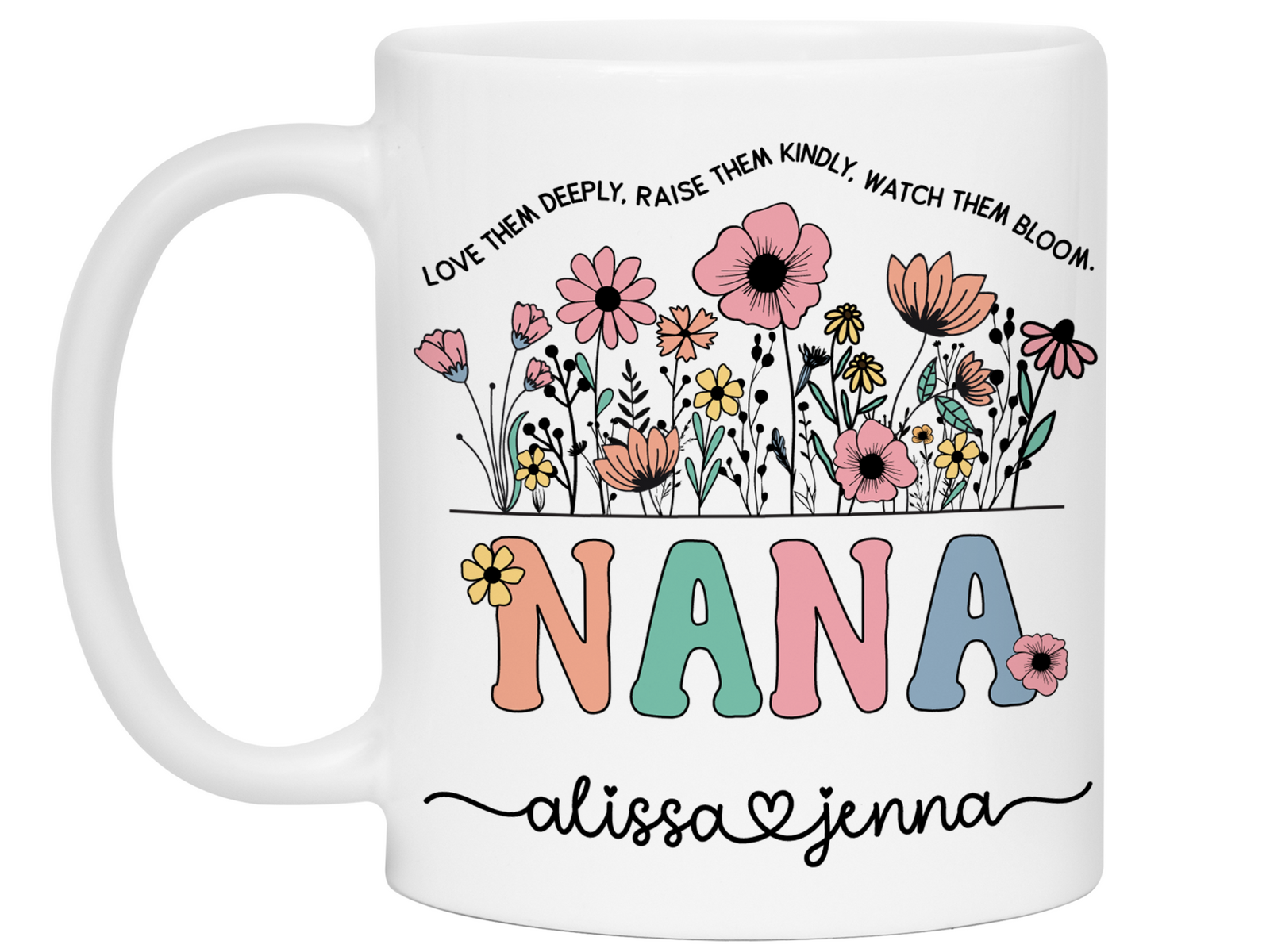 Personalized Nana Mug – Custom Kids' Names and Quote – Mother's Day Gift Idea for Grandmothers