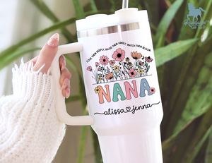 Personalized Nana Tumbler – Wild Flowers Kids' Custom Name – Unique Grandmother Gift - Mother's Day Gift Idea