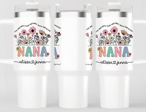 Personalized Nana Tumbler – Wild Flowers Kids' Custom Name – Unique Grandmother Gift - Mother's Day Gift Idea