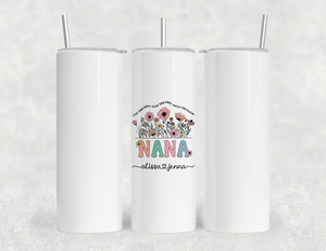 Personalized Nana Tumbler – Wild Flowers Kids' Custom Name – Unique Grandmother Gift - Mother's Day Gift Idea