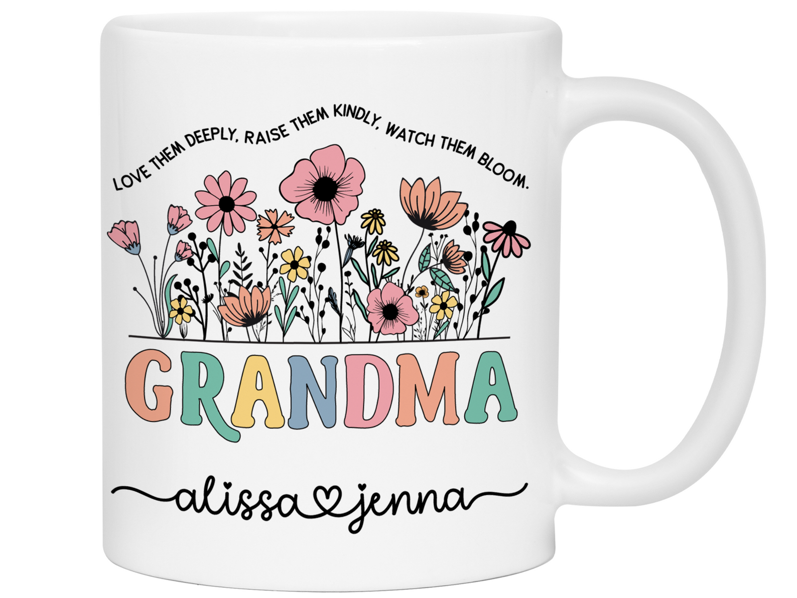 Personalized Grandma Mug – Custom Kids' Names and Quote – Mother's Day Gift Idea for Grandmothers