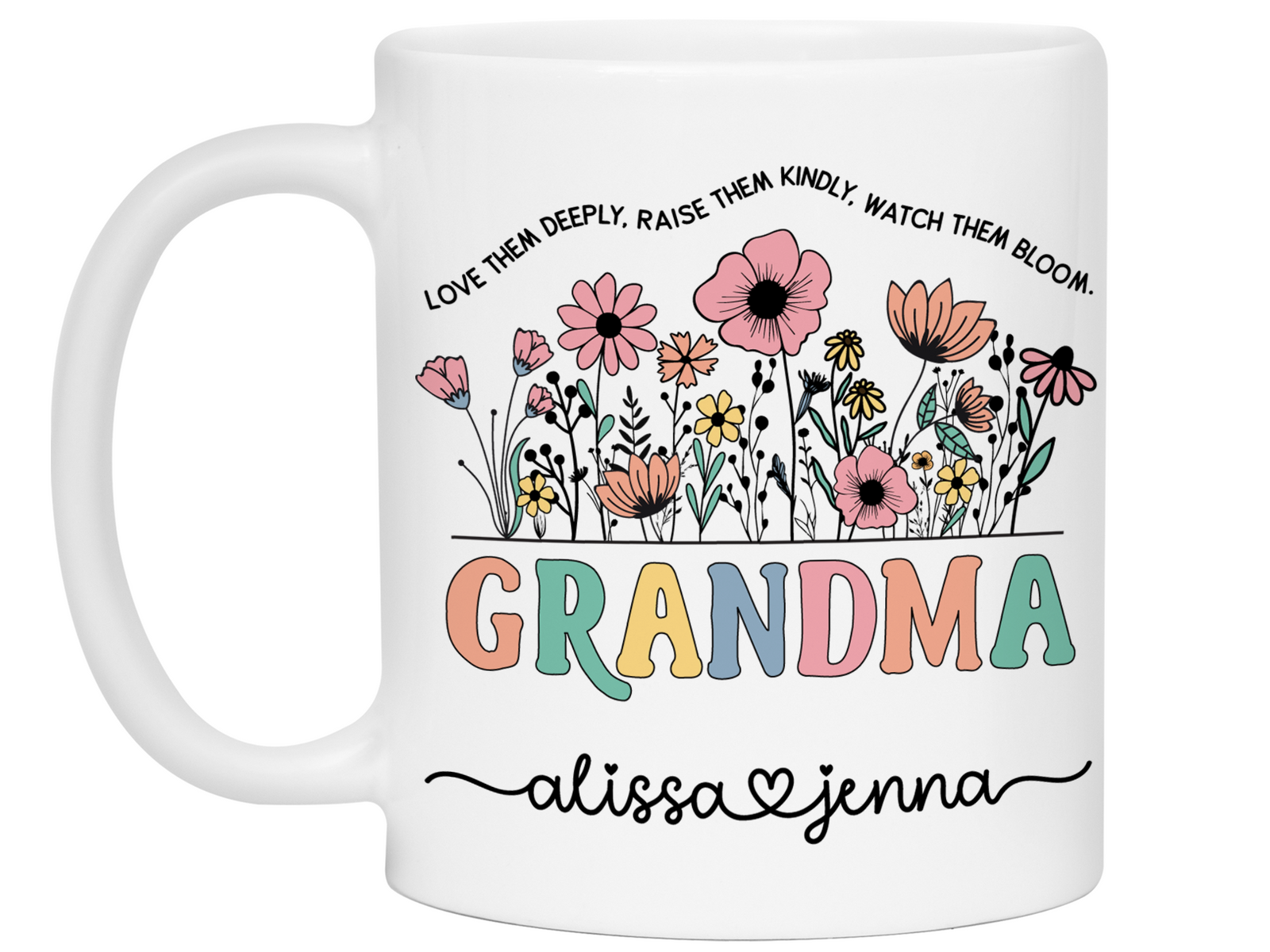 Personalized Grandma Mug – Custom Kids' Names and Quote – Mother's Day Gift Idea for Grandmothers