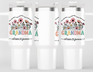 Personalized Grandma Tumbler – Wild Flowers Kids' Custom Name – Unique Grandma Gift - Mother's Day Gift Idea
