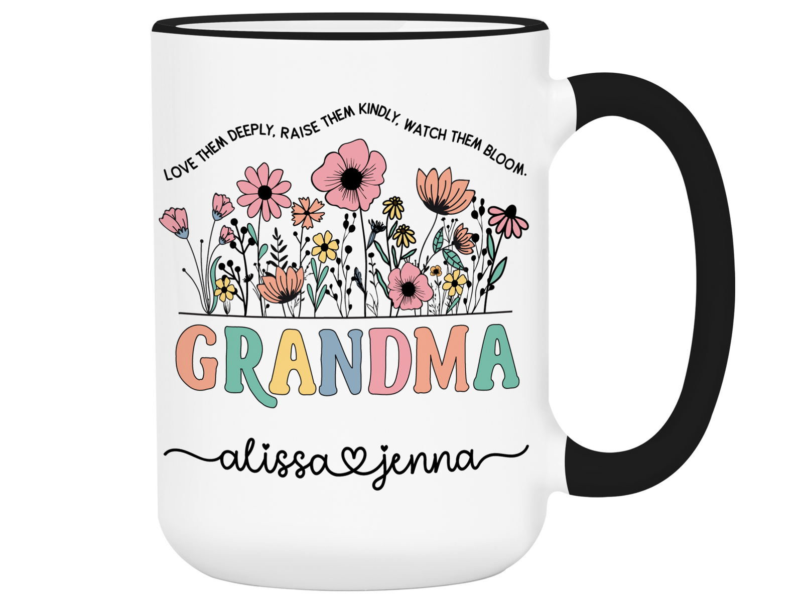 Personalized Grandma Mug – Custom Kids' Names and Quote – Mother's Day Gift Idea for Grandmothers