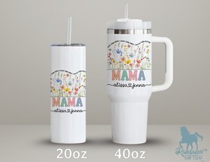 Personalized Mama Tumbler – Wild Flowers Kids' Custom Name – Unique Mom Gift - Mother's Day Gift Idea (V2)
