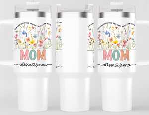 Personalized Mom Tumbler – Wild Flowers Kids' Custom Name – Unique Mom Gift - Mother's Day Gift Idea (V2)