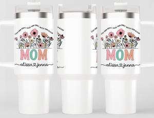 Personalized Mom Tumbler – Wild Flowers Kids' Custom Name – Unique Mom Gift - Mother's Day Gift Idea