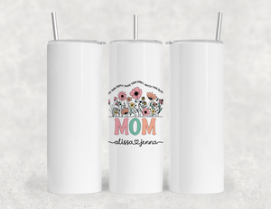 Personalized Mom Tumbler – Wild Flowers Kids' Custom Name – Unique Mom Gift - Mother's Day Gift Idea