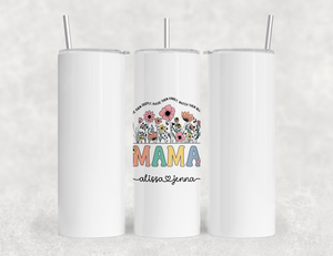 Personalized Mama Tumbler – Wild Flowers Kids' Custom Name – Unique Mom Gift - Mother's Day Gift Idea
