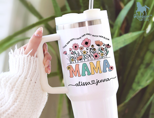 Personalized Mama Tumbler – Wild Flowers Kids' Custom Name – Unique Mom Gift - Mother's Day Gift Idea
