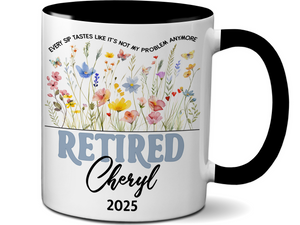 Funny Personalized Retirement Coffee Mug | Custom Name & Retirement Year Cup (V2)