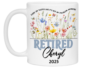 Funny Personalized Retirement Coffee Mug | Custom Name & Retirement Year Cup (V2)