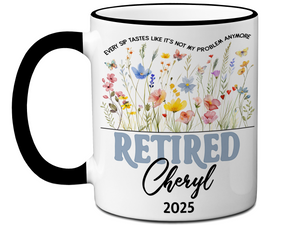 Funny Personalized Retirement Coffee Mug | Custom Name & Retirement Year Cup (V2)
