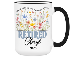 Funny Personalized Retirement Coffee Mug | Custom Name & Retirement Year Cup (V2)